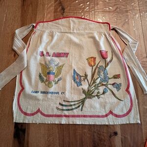 Vintage Kitchen Apron, U.S. Army Souvenir, Vintage Textile